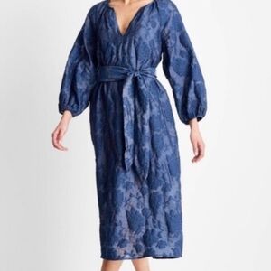 Elegant Blue Floral Midi Dress